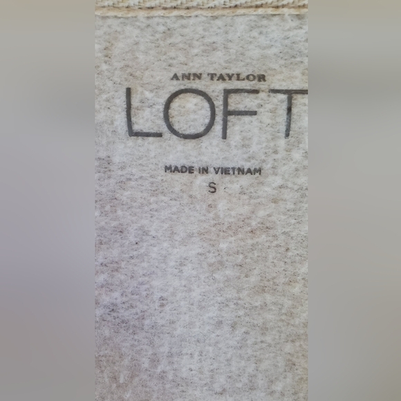 LOFT Cream & Gray Neutral Open Front Fitted Woven Knit Cardigan Sweater Sz Small - Picture 6 of 7